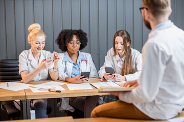 Medical lesson with group of students