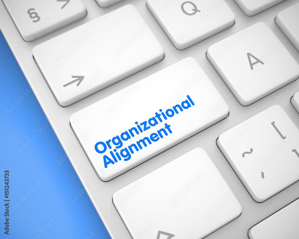 Poster a keyboard with a white keypad - organizational alignment. metallic keyboard key showing the text or