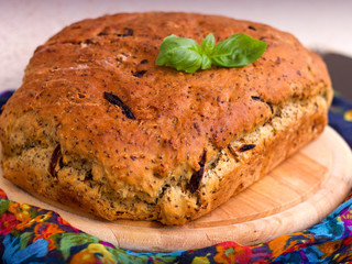 Fresh homemade bread on a wooden cutting board