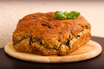 Fresh homemade bread on a wooden cutting board