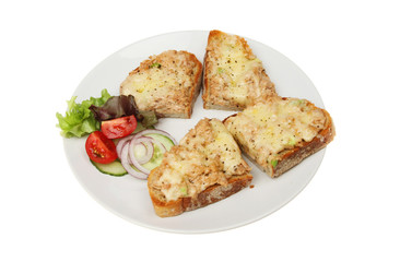 Tuna melts and salad