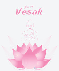 pink lotus flower on white background. Vector illustration for Vesak day on white background
