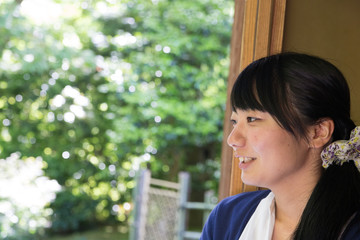 old japanese house young asian woman