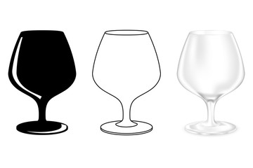 Brandy glass. Snifter. Set of icons