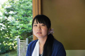 old japanese house young asian woman