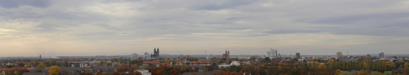 Fototapeta premium Panorama of Magdeburg, Saxony-Anhalt, Germany, in November