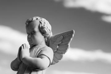 little angel - black and white photo religious icons