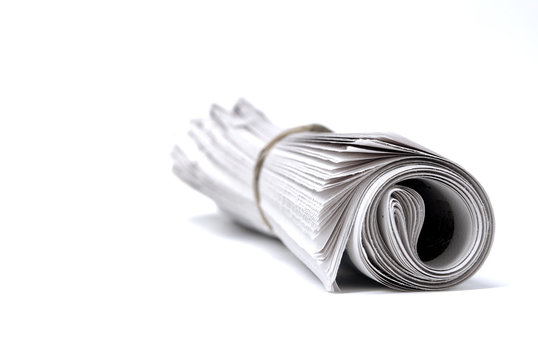 Newspaper Rolled up Isolated on White for News