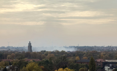 Overview of Rotehornpark in Magdeburg, Saxony-Anhalt, Germany, in November