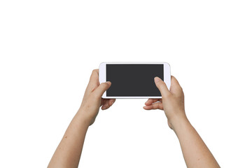 hand hold and touch a cell phone