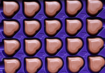 Chocolate hearts , close up