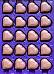Chocolate hearts , close up