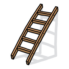 wooden ladder / cartoon vector and illustration, hand drawn style, isolated on white background.