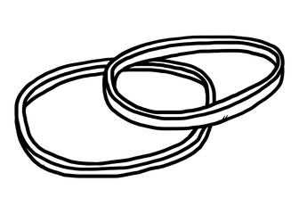 rubber band / cartoon vector and illustration, black and white, hand drawn, sketch style, isolated on white background.