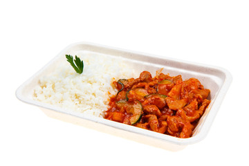 Pork in sweet and sour sauce.