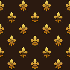 Golden Fleur de lis Seamless Pattern. Vector © Sergei Sizkov