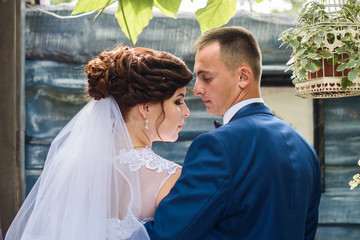 Wedding shot of bride and groom