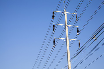 Fototapeta premium Electrical power poles in The electricity needed to power an electric pole.