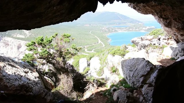 landscape of Capo Caccia seen from Vasi Rotti cave, Sardinia