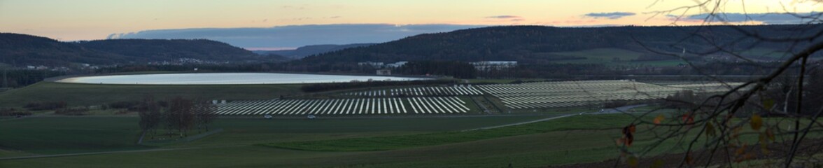 Fototapeta premium View from the mountain Schluepfelberg in Bavaria in the evening