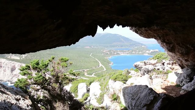 landscape of Capo Caccia seen from Vasi Rotti cave, Sardinia