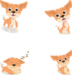 Obraz premium funny cartoon brown chihuahua dog in various pose 