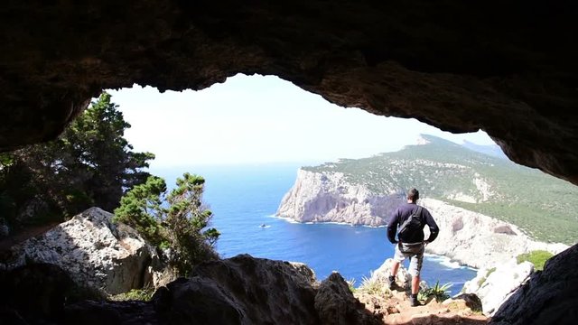 landscape of Capo Caccia seen from Vasi Rotti cave, Sardinia