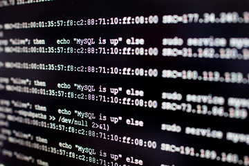 System log from linux server showing mysql cronjob in ssh prompt
