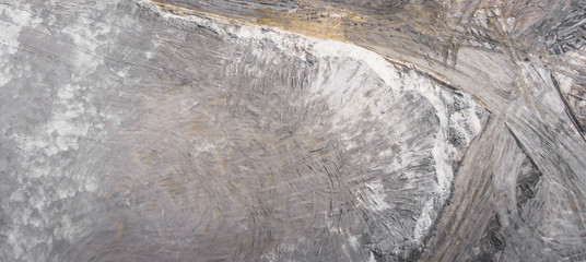 Aerial view over the building materials processing factory. Sand mine. View from above.