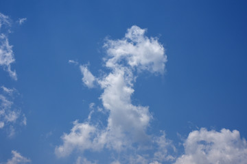 青空と雲「空想・雲のモンスター（立ち上がるドラゴンなどのイメージ）」躍進、未来、発見、警戒などのイメージ・青空などに文字スペース