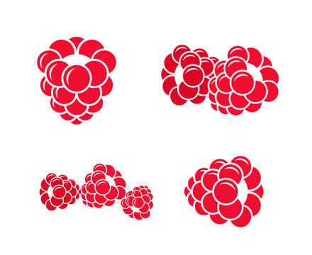 Raspberries. Icon set. Abstract raspberries on white background