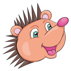 Hedgehog's head. Cartoon style.  Isolated image on white background. Clip art for children. 