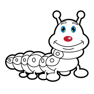 larva worm cartoon  coloring page for toddle
