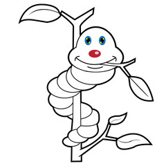 larva worm cartoon  coloring page for toddle
