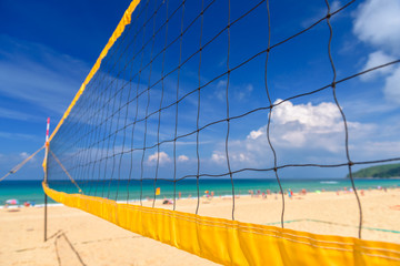 Volleyball net on the tropical beach