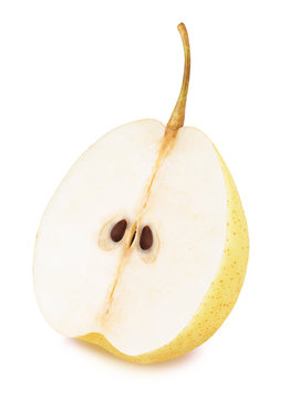 Half of ripe chinese pear isolated