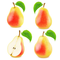 Set of red pear fruits