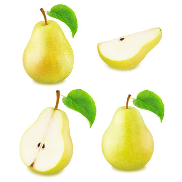 Set of yellow pear fruits