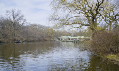 Beautiful lakes and ponds in Central Park New York- MANHATTAN / NEW YORK - APRIL 1, 2017