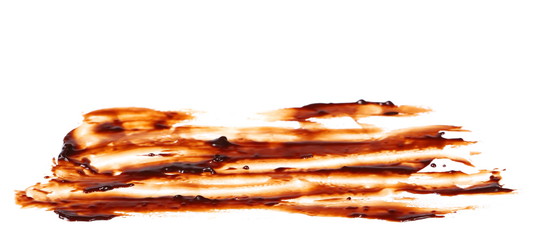 Hot melted chocolate pouring isolated on white background, with clipping path