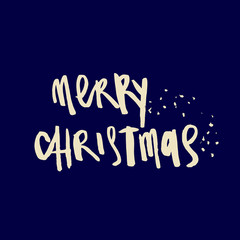 Wet brush watercolor lettering Merry Christmas.