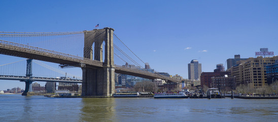 Brooklyn Bridge New York - a famous landmark- MANHATTAN / NEW YORK - APRIL 1, 2017