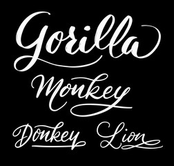 Gorilla and donkey hand written typography. Good use for logotype, symbol, cover label, product, brand, poster title or any graphic design you want. Easy to use or change color
 