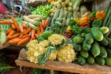 Fresh and organic vegetables at farmers market in Sri lanka.