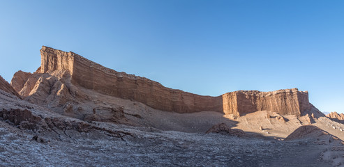 Panoramic view of Amphitheatre formation at the Moon Valley - Atacama Desert, Chile