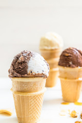 Ice Cream Scoops in Waffle Cup Cones