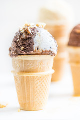 Ice Cream Scoops in Waffle Cup Cones