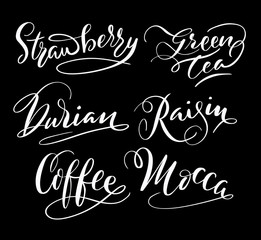 Coffee and raisin hand written typography. Good use for logotype, symbol, cover label, product, brand, poster title or any graphic design you want. Easy to use or change color
 