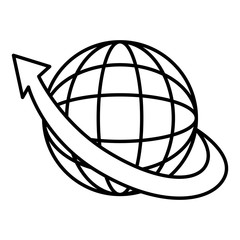 sphere planet with arrow around vector illustration design