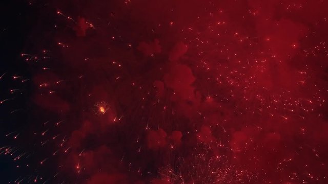 Red Color Night Fireworks